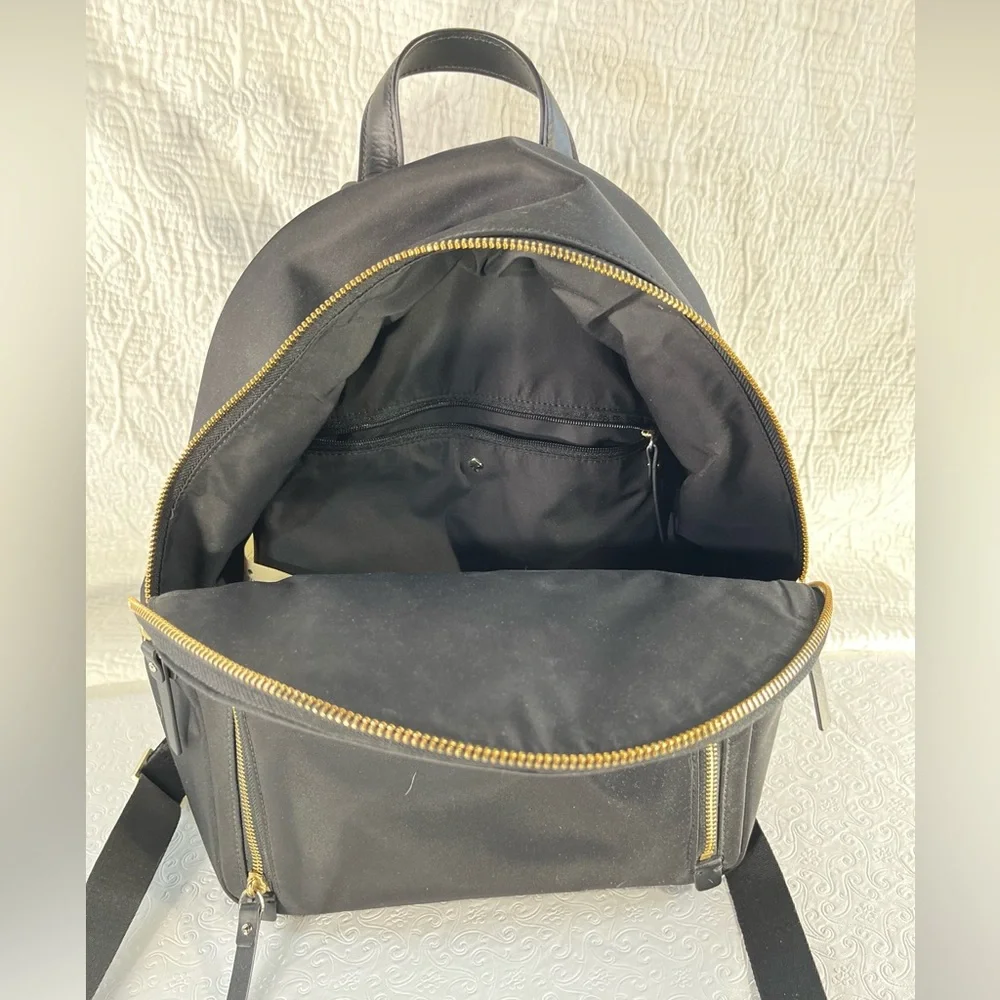 Kate Spade Watson Lane Hartley Black Nylon Small Medium Backpack Bag Golden Zip